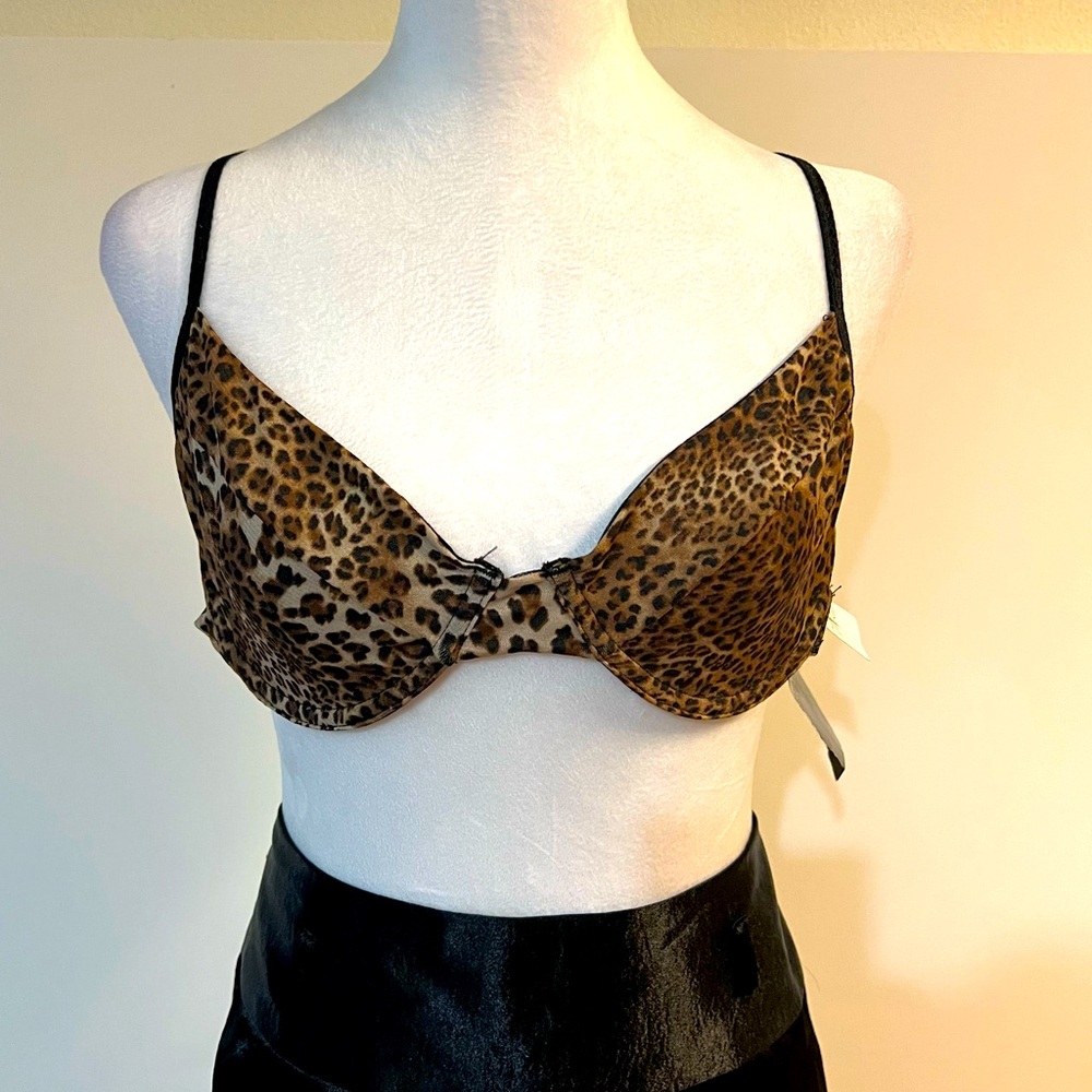 Fredrick’s of Hollywood- leopard print sheer bra LARGE